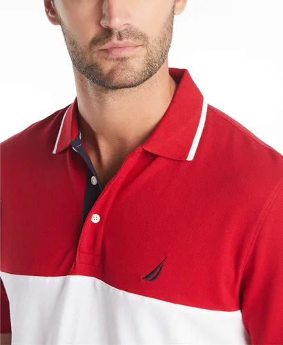 Vista 4 de Nautica Polo de manga corta para hombre 100% algodón piqué bloque
