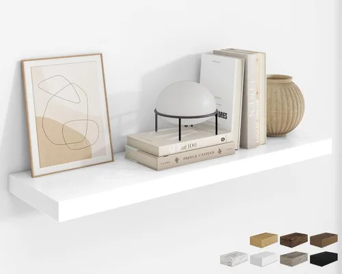 Vista 91 de RICHFOCUS Estantes flotantes de 8 pulgadas para estantes cuadrados de pared para dormitorio, cocina, baño, estante flotante de madera rústica