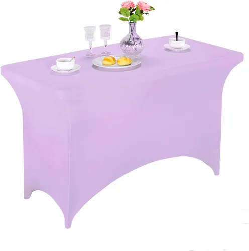 Vista 26 de LZY Cubierta de Mesa Elástica Ajustable de Spandex para Mesa Plegable de 6 pies, 4 pies o 8 pies, Mantel de Cóctel Rectangular, Perfecto para Champn