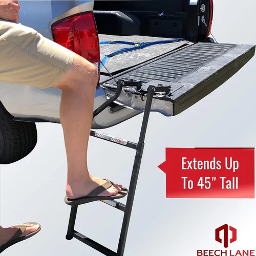 Vista 6 de Escalera Beech Lane para puerta trasera de camioneta, ajuste universal, tornillos hexagonales autoperforantes de acero inoxidable para fácil