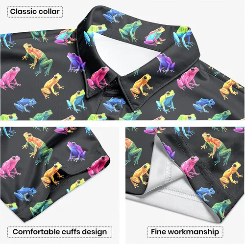 Vista 33 de Camisa de golf de los años 80 para hombre, ajuste seco, manga corta, estampada, divertidas, camisas de golf de los años 90 para hombre
