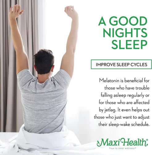 Vista 5 de Maxi Health Melatonina 5 mg Melatonina de acción rápida extra fuerte – Fomenta el sueño natural con melatonina – Apoyo para dormir sin hábito Kosher