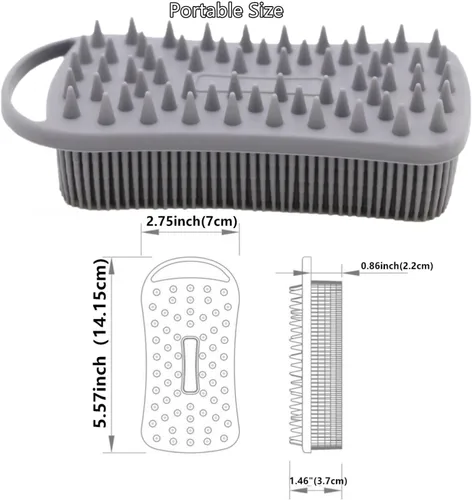 Vista 7 de Paquete de 2 exfoliantes corporales de silicona de doble cara para exfoliación, ducha y masaje del cuero cabelludo, cepillo 2 en 1 para baño