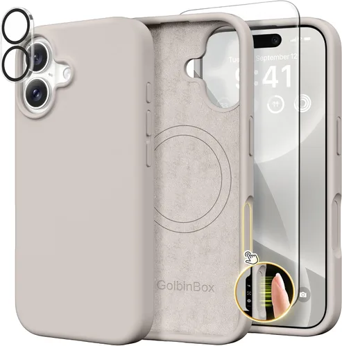 Vista 64 de GolbinBox Funda magnética para iPhone 17, compatible con MagSafe, cubierta de silicona integrada para control de cámara, funda de silicona líquida a