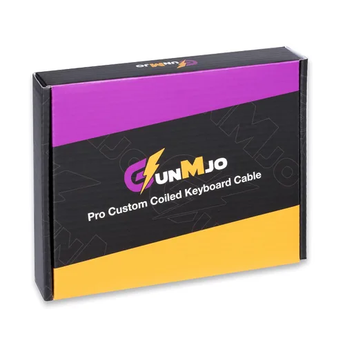 Vista 6 de GUNMJO Cable USB C en espiral profesional para teclado de juegos, cable de teclado mecánico aviador de metal con ángulo tipo C, USB-C de 4.9 ft a