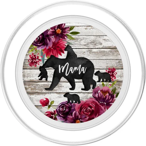 Vista 2 de Mama Bear Four Baby Cubs - PopSockets PopSockets de madera rústica de granero burdeos PopSockets PopGrip: agarre intercambiable para teléfonos