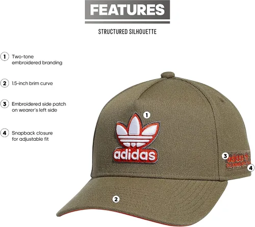 Vista 2 de adidas Originals Gorra Snapback estructurada con 5 paneles de corona alta para hombre