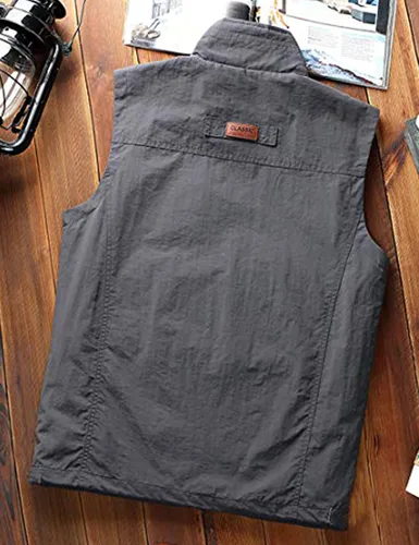 Vista 3 de Yimoon Chaleco utilitario para hombre, chaleco de pesca, safari, con bolsillos