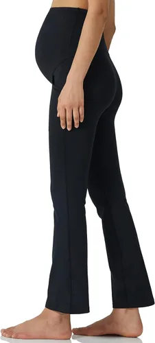 Vista 3 de POSHDIVAH Pantalones de yoga de maternidad para mujer, para trabajo, descanso, elásticos, corte de bota, pantalones acampanados para embarazo