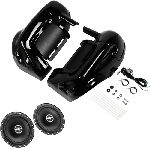 Vista 20 de Carenados para motocicletas para Harley, SLMOTO Carenado inferior ventilado negro vívido para piernas con altavoces de 6.5" y rejillas para Harley