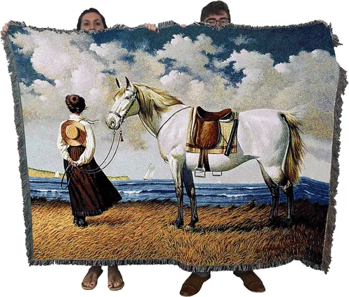 Vista 17 de Pure Country Weavers Manta de matrimonio Dockside por Charles Wysocki - Tapiz de regalo de playa costera de Estados Unidos temprano de América