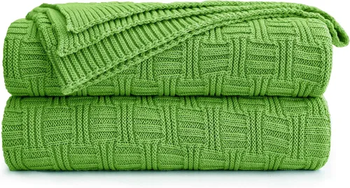 Vista 11 de Manta de Punto de Algodón Marrón Oscuro para Sofá Cama - Decorativa para el Hogar Suave y Acogedora Tejido de Suéter Otoñal de Punto Trenzado - 2.2