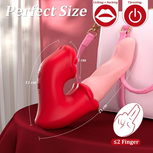 Vista 6 de Juguetes sexuales para adultos para mujeres, consolador en forma de dedo con 10 modos de oscilación, lamer y vibración, empuje de anillo deslizante