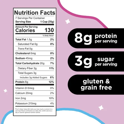 Vista 3 de Three Wishes Grain-Free & Protein Cereal - Healthy, Low Sugar & Gluten-Free Breakfast Cereal - Low Carb, Plant-Based, Vegan & Non-GMO - Marshmallow