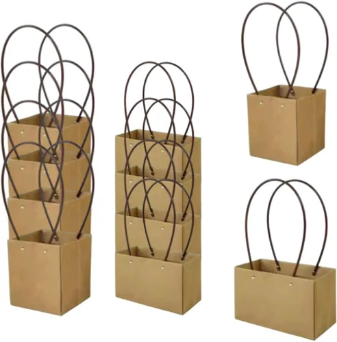 Vista 2 de Ckuakiwu Bolsas de ramo de flores, bolsa de regalo de flores de papel kraft con asa, bolsa de regalo, caja de regalo floral para recuerdos