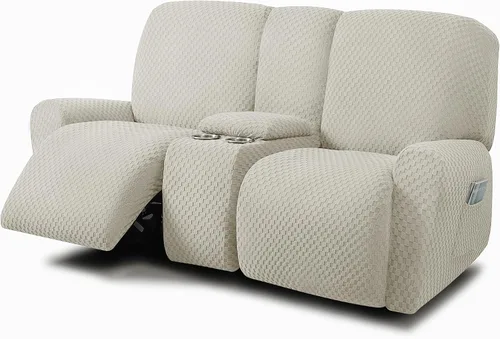 Vista 23 de ULTICOR Fundas de sofá reclinable de 8 piezas, fundas elásticas de jacquard para sofá reclinable de 3 cojines, fundas deslizables gruesas, suaves