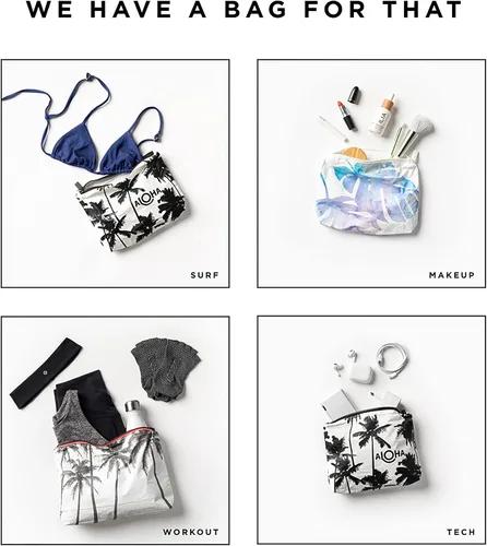 Vista 5 de ALOHA Collection Bolsa media Bolsa de maquillaje ligera, plegable y a prueba de salpicaduras Fácil de limpiar
