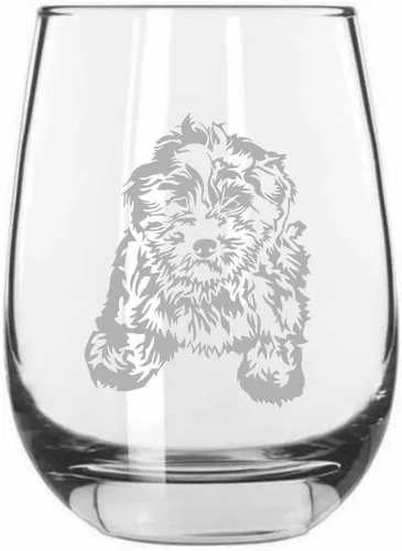 Vista 143 de Shar Pei (chino) - Vaso de vino sin tallo grabado para perro, 15.25 onzas