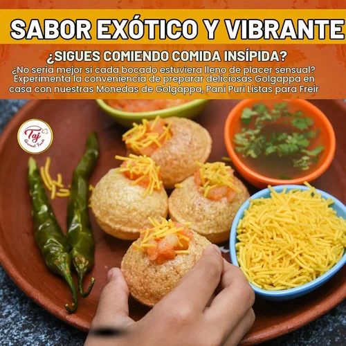 Vista 6 de Monedas TAJ Pani Puri Flat Puri Sin cocer Apto para microondas 7 oz (200 g)