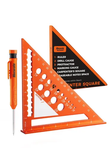 Vista 9 de Mecurate Rafter Square, Cuadrado de Viga de 12 Pulgadas Triángulo Cuadrado de Carpintero de Aluminio Fundido a Presión para Carpintería y Ebanistería