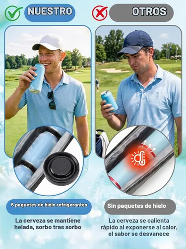 Vista 2 de Acostop Golf Cooler Beer Sleeve with 6 Ice Pucks, Golf Bag Accessories