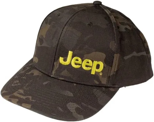 Vista 4 de Jeep Texto Logo Bajo Perfil Trucker Sombrero Negro CamoVerde Sombrero, Verde