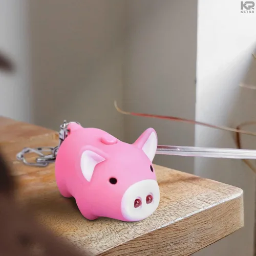 Vista 8 de Llavero de cerdo lindo llavero mochila para niños 3 piezas de cerdo divertido llavero de luz LED mochila chica llavero linterna Llavero de luz LED