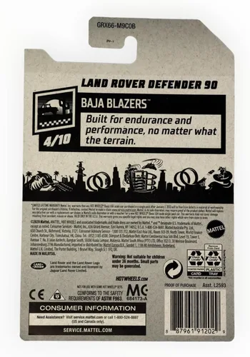 Vista 2 de Hot Wheels Land Rover Defender 90, [verde] 32/250 Baja Blazers 4/10