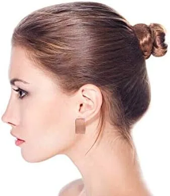 Vista 5 de Casual trenzado trenzado cable cuerda raya ancho medio aro clip en pendientes para mujeres orejas no perforadas plata rosa oro amarillo tono plateado