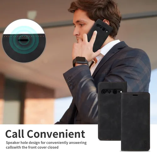 Vista 6 de ZZXX Funda tipo cartera para Google Pixel 7 Pro con bloqueo RFID, ranura para tarjetas, función atril, magnética, de piel suave, para Google Pixel 7