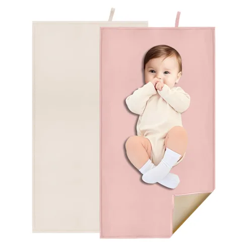 Vista 12 de Cambiador de pañales beige para bebé, cambiador de pañales portátil para viajes o casa, esterilla limpiable que cabe perfectamente en la bolsa