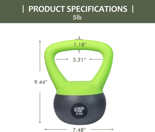 Vista 2 de ENERGI CORE Pesa rusa - Peso relleno de arena para entrenamientos de gimnasio en casa y entrenamiento de fuerza, campana de ejercicio portátil