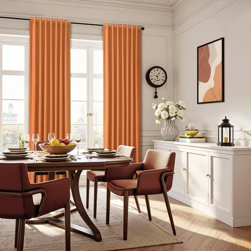 Vista 37 de Guken Cortinas opacas de lino, 2 paneles rústicos, elegantes, 100% opacas, con aislamiento térmico, banda de ganchos y trabilla trasera, 52 x 84