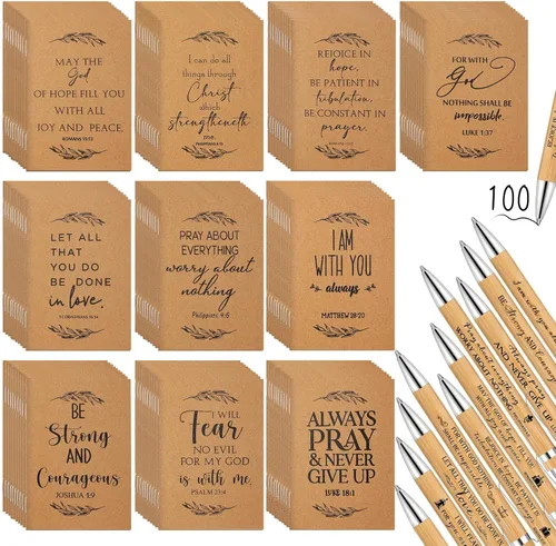 Vista 9 de Fuutreo Juego de 40 piezas de regalo cristiano con versículos de la Biblia, diarios de oración, bolígrafos inspiradores religiosos, mini cuaderno