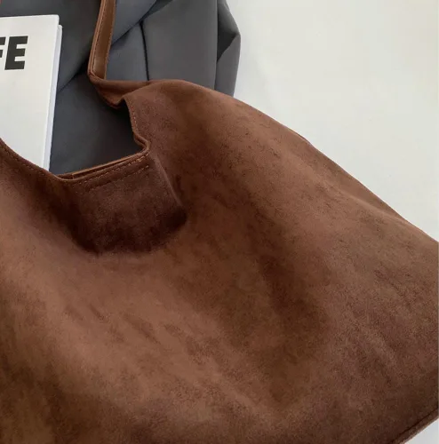 Vista 6 de 2 bolsas de mano holgadas para mujer, de gamuza con media luna, bolso de hombro, bolso cruzado con asa superior, bolso de mano universitario 2024