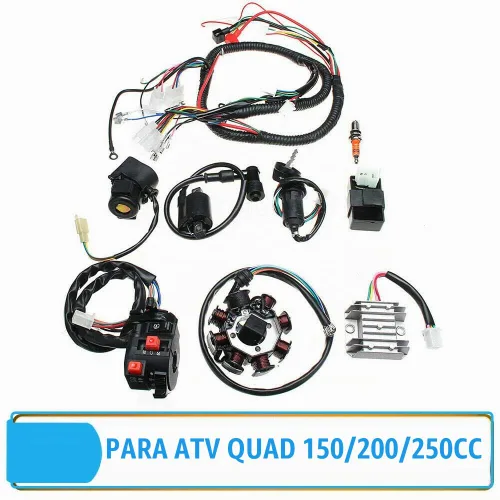 Vista 2 de MasoAuto Kit de arnés de cableado eléctrico, bobina de encendido CDI regulador para ATV QUAD 150/200/250CC