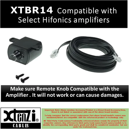 Vista 2 de Xtenzi Control remoto XTBR14 de control de volumen de ganancia de graves compatible con amplificadores Hifonics HFR-3