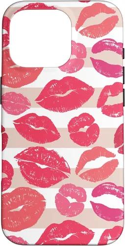 Vista 19 de iPhone 16 - Funda con diseño de beso y lápiz labial rosa