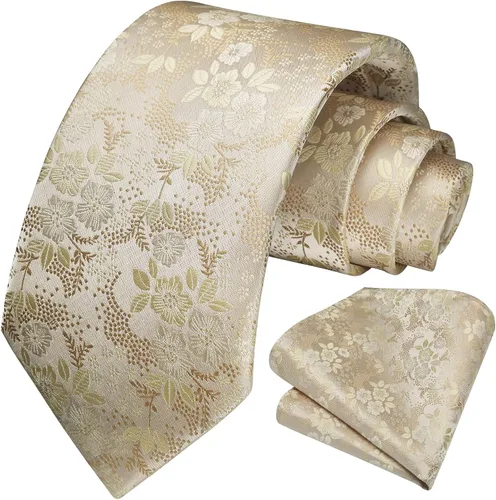 Vista 115 de Corbatas florales tejidas clásicas para hombre, corbata cuadrada de bolsillo, corbatas formales para hombres, boda con pañuelo