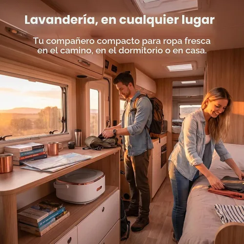 Vista 8 de Lavadora portátil de 20 litros, mini lavadora plegable y secadora giratoria con 3 modos, pequeña lavadora para RV, camping, dormitorio, apartamento