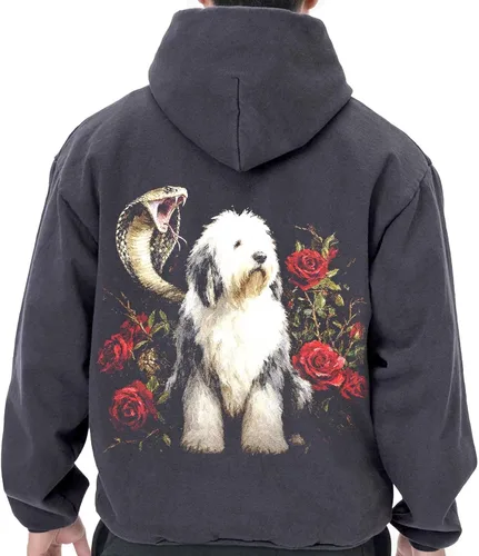 Vista 8 de U.S.A. Made - Old English Sheepdog 100% Cotton Hoodie by LA Apparel