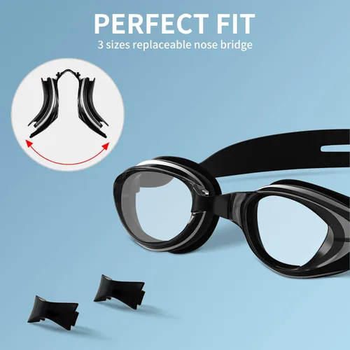 Vista 4 de Gafas de natación, paquete de 2 gafas de natación antivaho, anti-UV, sin fugas, adultos, hombres, mujeres y jóvenes Negro