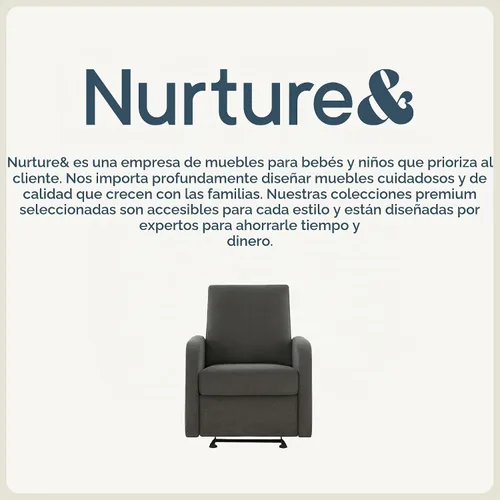 Vista 9 de Nurture& El sillón reclinable Porto Power Glider para guardería Carbón
