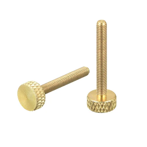 Vista 10 de uxcell 2 tornillos moleteados de latón para pulgar, M3x8mm de agarre plano, perno de sujeción para electrónicos, mecánicos
