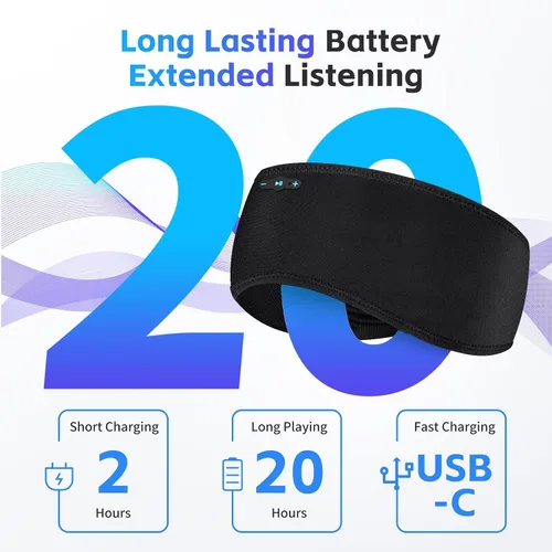 Vista 2 de Sleep Headphones Bluetooth 6.0 Diadema para dormir de lado Negro