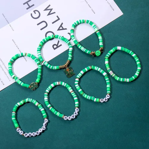 Vista 198 de Surfer Heishi - Pulseras apilables para mujer, apilables, de vinilo arcoíris, disco de arcilla, pulseras elásticas para la amistad, joyería bohemia