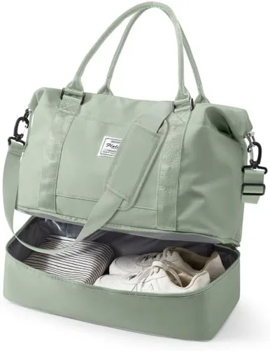 Vista 12 de VECAVE Bolsa de viaje para mujer, bolsa deportiva para gimnasio, E20-Púrpura profundo, Grande, Bolsa de viaje
