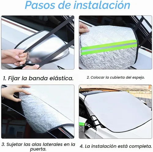 Vista 6 de LoyaForba - Cubierta magnética para parabrisas de coche, 4 capas de protección impermeable y a prueba de viento, contra nieve, hielo, sol y heladas