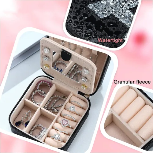 Vista 3 de Parima Joyero de viaje para niñas y mujeres, joyero con inicial D, caja organizadora de joyas pequeña, joyero de viaje para mujer, joyero de viaje