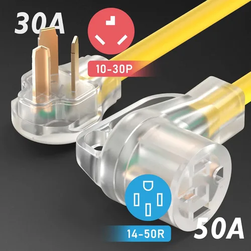 Vista 2 de TOOLIOM 30A NEMA 10-30P a 14-50R Adaptador de cargador EV, 125/250V